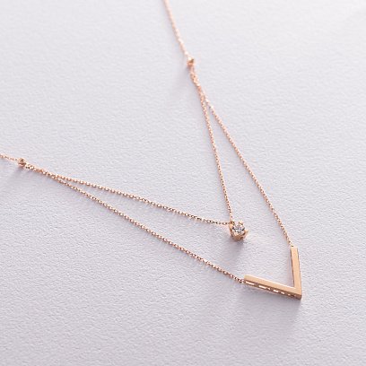 Золотое колье "Особенное" с фианитом кол01861