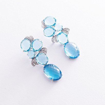 Золоті сережки з діамантами і топазами с1547A1 №3