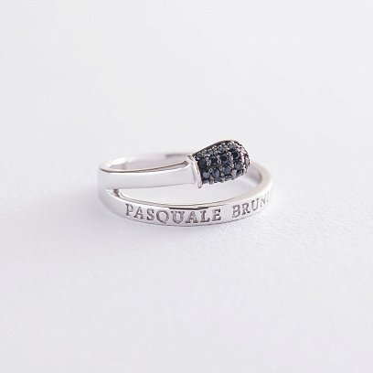 Золотое кольцо "Спичка" (черные фианиты) к06289