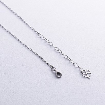 Серебряное колье "Клевер" с ониксом 181299 №5