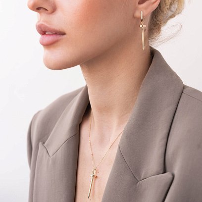 Сережки "Цвях" у жовтому золоті с07870 №2