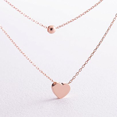 Подвійне золоте кольє "Кулька і серце" кол02274