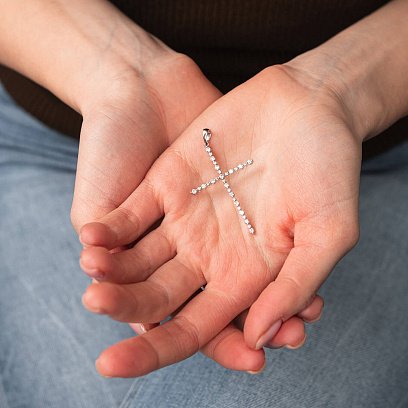 Золотой крестик с бриллиантами п256 №6