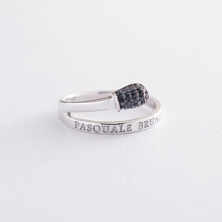 Золотое кольцо "Спичка" (черные фианиты) к06289 от ювелирного магазина Оникс