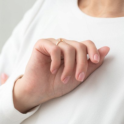 Помолвочное кольцо в красном золоте (куб. цирконий Swarovski) к06239 №2