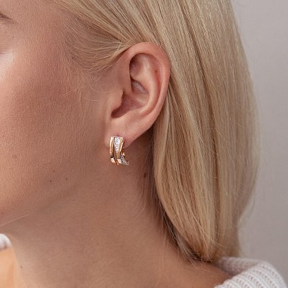 Золотые серьги (фианиты) с05200 №2