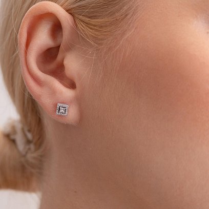 Золоті сережки - пусети 2 в 1 з діамантами 327271121 №8