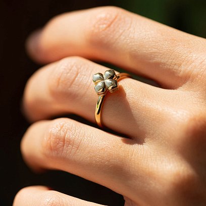 Каблучка "Конюшина" в жовтому золоті 235293100 №4