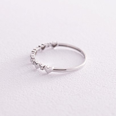 Кольцо "Сердечки" с фианитами (белое золото) к07119 №3
