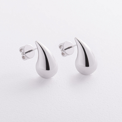 Сережки-пусети "Megan" в білому золоті с09506