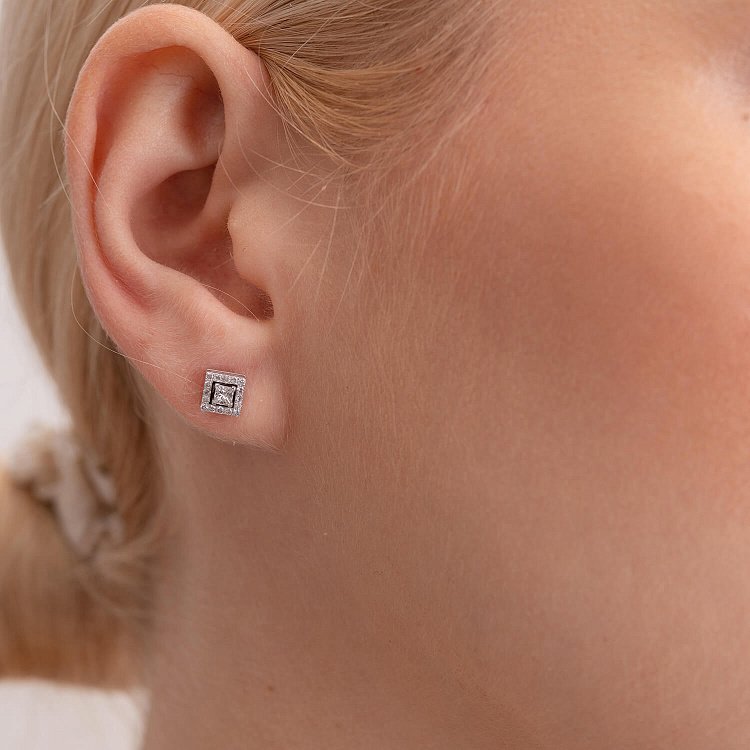 Золоті сережки - пусети 2 в 1 з діамантами 327271121 від ювелірного магазину Онікс - 7