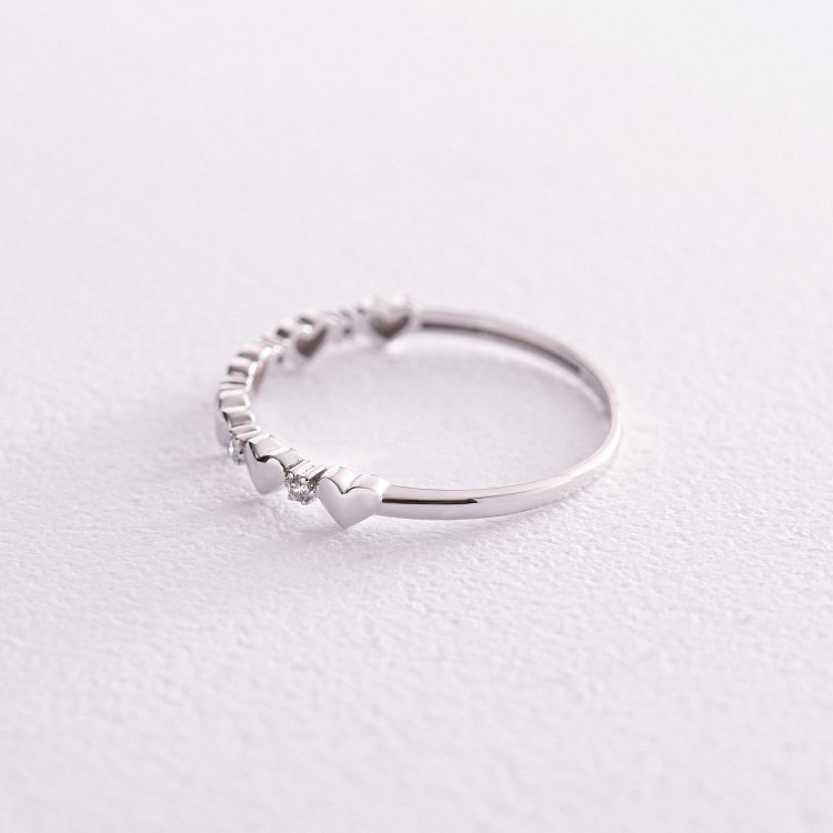 Кольцо "Сердечки" с фианитами (белое золото) к07119 от ювелирного магазина Оникс - 2