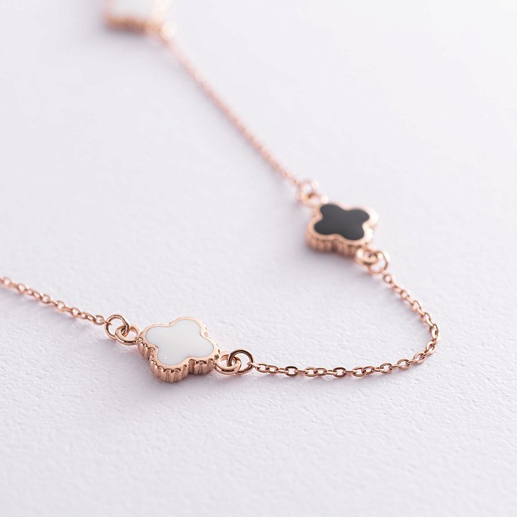 Золоте кольє "Конюшина" з емаллю 860410Е від ювелірного магазину Онікс - 3