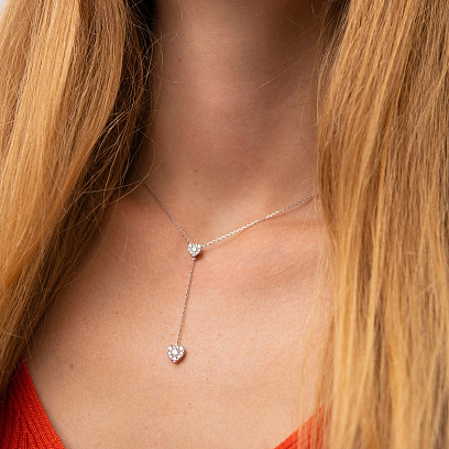 Золотое колье - галстук "Сердечки" с бриллиантами колб0120mi №9