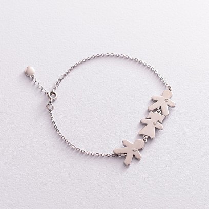 Серебряный браслет "Два мальчика и девочка" (возможна гравировка) 2086 №4