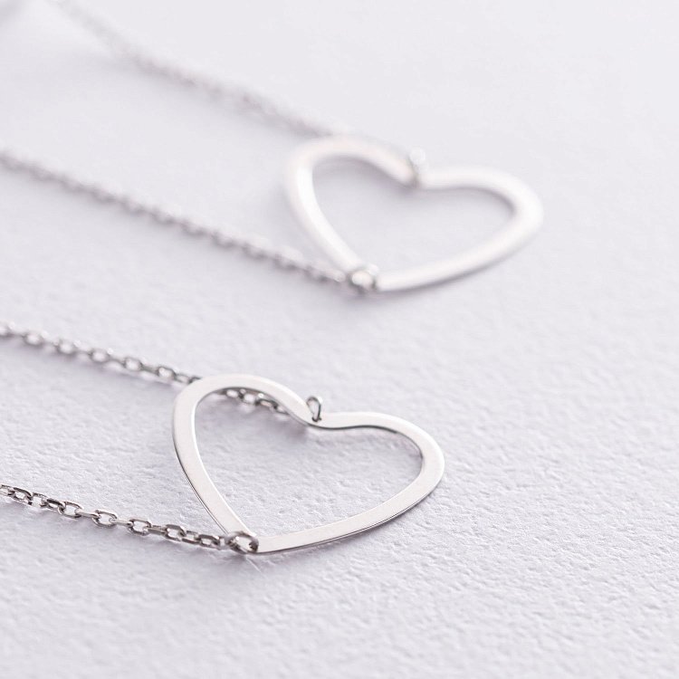 Золотые серьги - пусеты на цепочке "Сердечки" с05954 от ювелирного магазина Оникс - 4