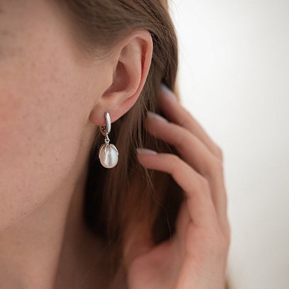 Золоті сережки з перлами с07317 №3