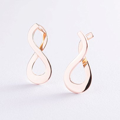 Сережки "Хвиля" в червоному золоті с06833 №4