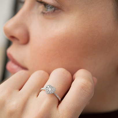 Золотое кольцо "Сердечко" с бриллиантами кб0600ri №4