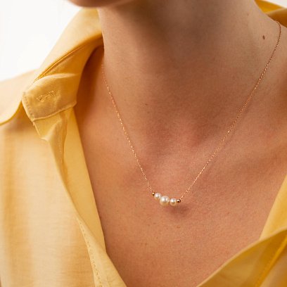 Кольє з кульками та перлами (червоне золото) кол02406 №6