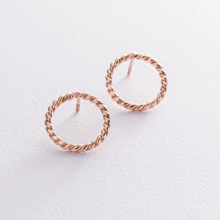 Золотые серьги - пусеты "Триана" с07334 от ювелирного магазина Оникс - 5