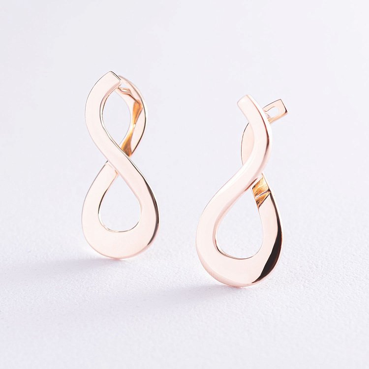 Сережки "Хвиля" в червоному золоті с06833 від ювелірного магазину Онікс - 3