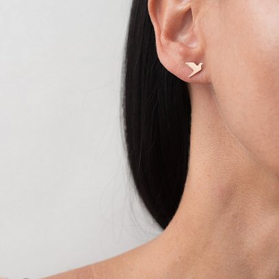 Золоті сережки-пусети "Літаючі пташки" с06310 №6