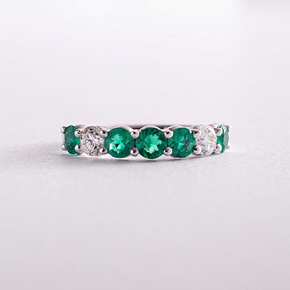 Золота каблучка з смарагдами та діамантами кб0374nl №13