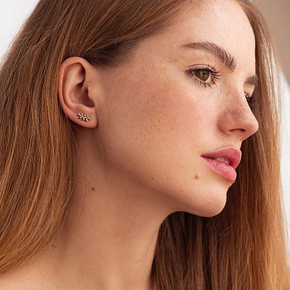 Сережки - пусети "Гілочки" в червоному золоті с06925 №2