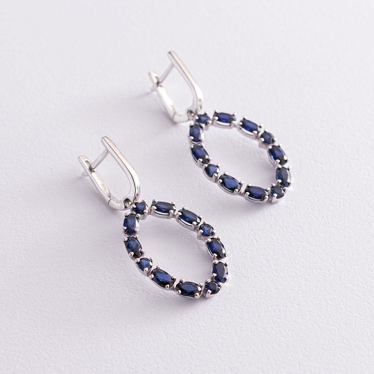 Срібні сережки з сапфірами 2378/1р-HSPH від ювелірного магазину Онікс