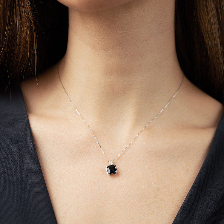 Золотое колье с бриллиантами и топазом "Лондон Голубой" колб0195sm от ювелирного магазина Оникс - 8