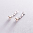Срібні сережки (штучні перли, фіаніти) 121240 от ювелирного магазина Оникс - 2