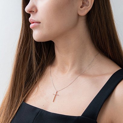 Кольє "Хрестик" в білому золоті кол01707 №7