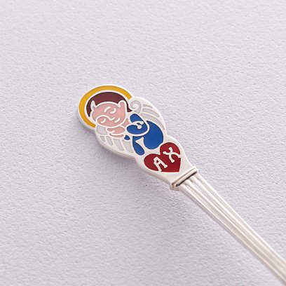 Серебряная ложка с ангелом (эмаль) 990069a №2