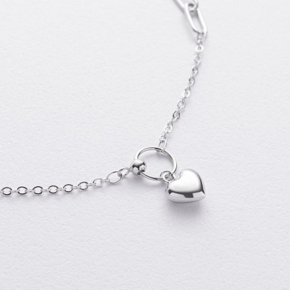 Срібний браслет "Сердечко" на ногу 141788 №3