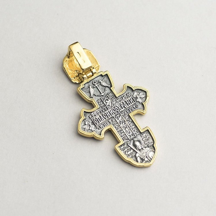 Серебряный крест (чернение, позолота) 132729 от ювелирного магазина Оникс - 7