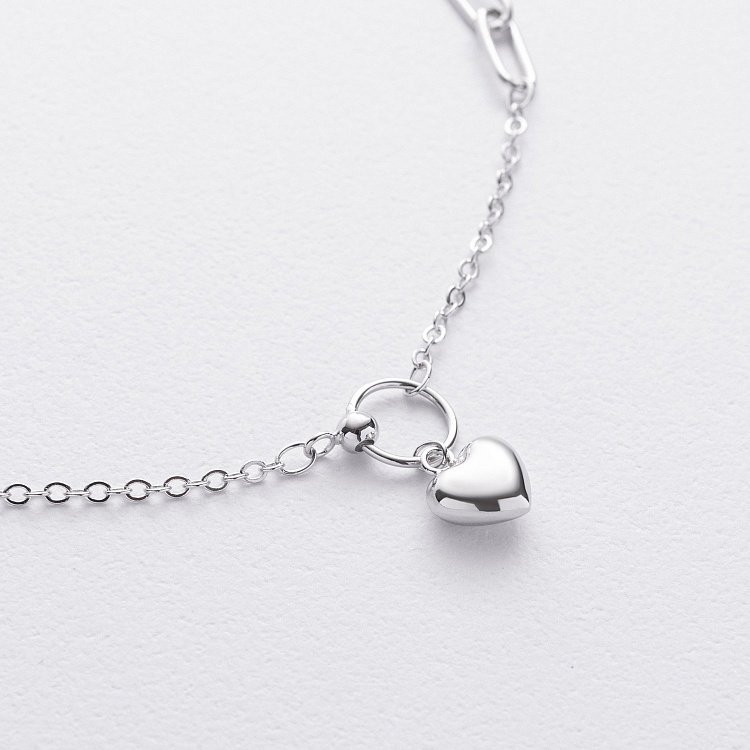 Срібний браслет "Сердечко" на ногу 141788 від ювелірного магазину Онікс - 2