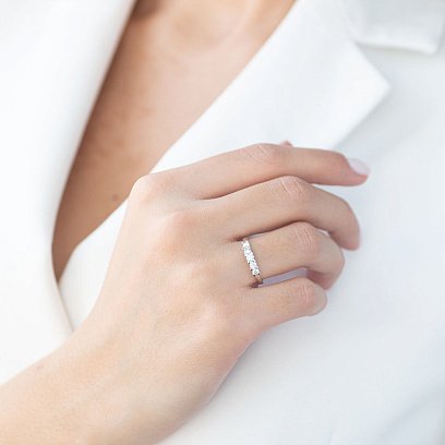 Золота каблучка з діамантами км0249 №2