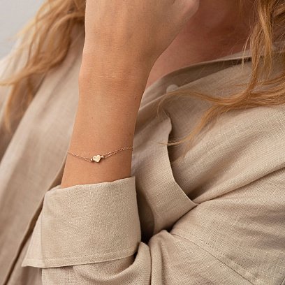 Двойной золотой браслет "Сердечко" б05103 №6