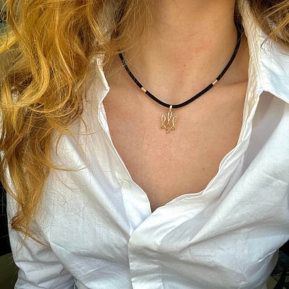 Золотой кулон "Герб Украины - Тризуб" п03687 №12