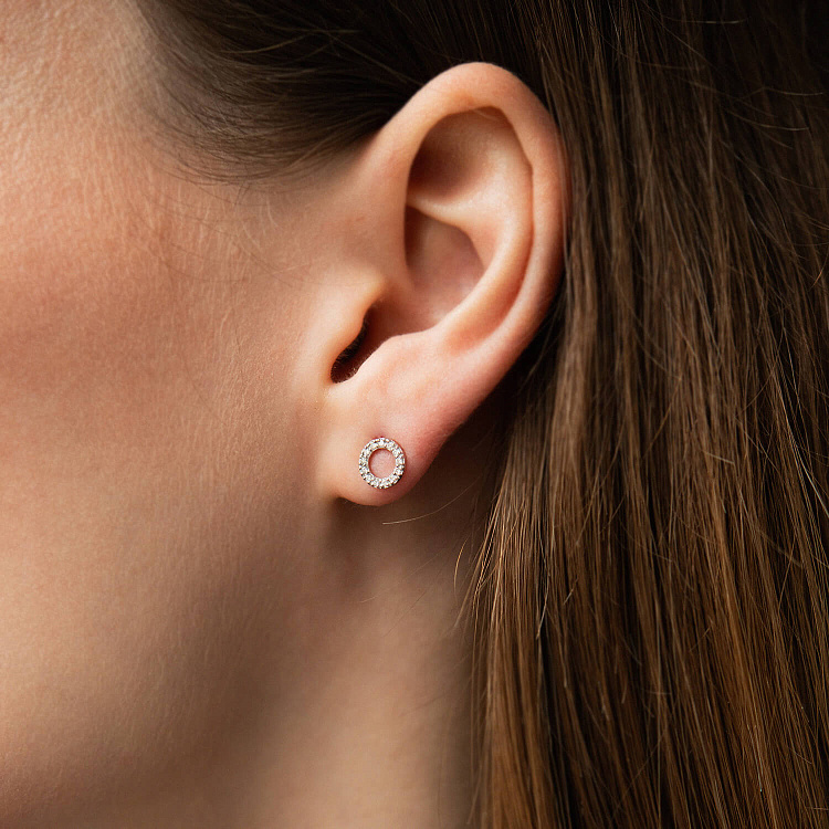 Золотые серьги - пусеты с бриллиантами сб0333di от ювелирного магазина Оникс - 3