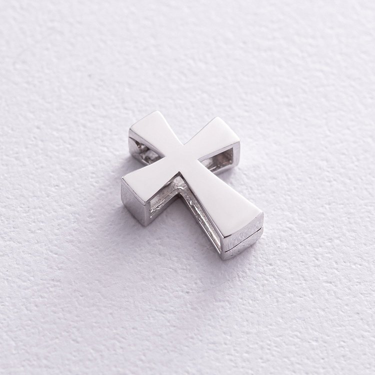 Хрестик Мінімал в білому золоті (відкривається) п03088 від ювелірного магазину Онікс