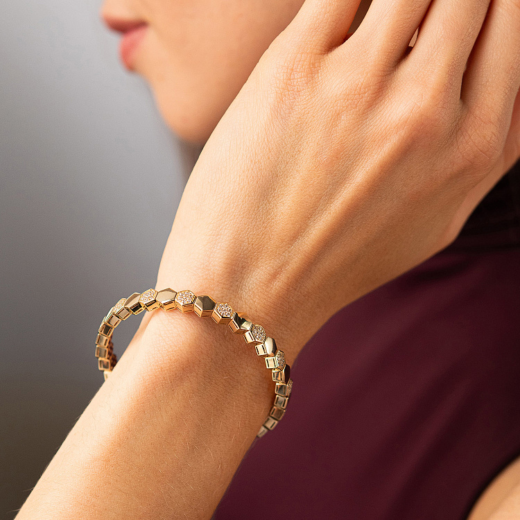 Браслет "Brianna" у жовтому золоті (фіаніти) б05788 від ювелірного магазину Онікс - 1