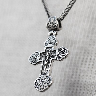 Срібний православний хрест (чорніння) 132711 №4