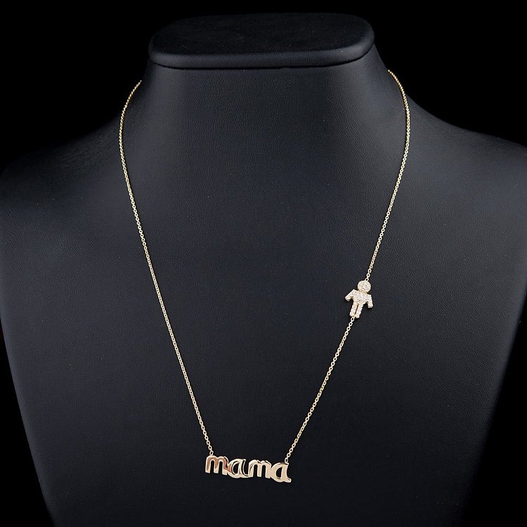 Золотое колье "Мама с мальчиком" кол00957 от ювелирного магазина Оникс