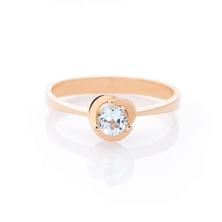 Золота каблучка з блакитним топазом к02656 від ювелірного магазину Онікс - 2
