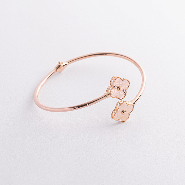 Жорсткий браслет "Конюшина" в червоному золоті б05667 від ювелірного магазину Онікс - 3