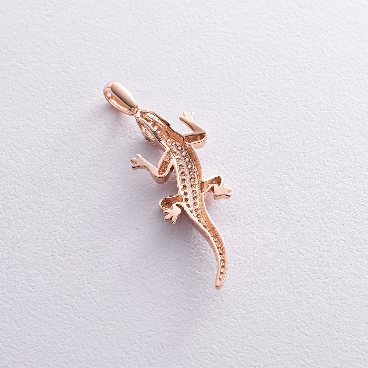 Золотая подвеска "Ящерица" (фианиты) п01926 от ювелирного магазина Оникс - 2