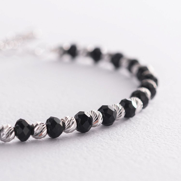 Срібний браслет Кульки з оніксом 141537 від ювелірного магазину Онікс - 3