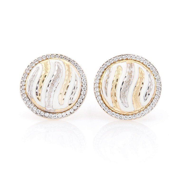 Золоті сережки (емаль, фіаніти) с02995 від ювелірного магазину Онікс